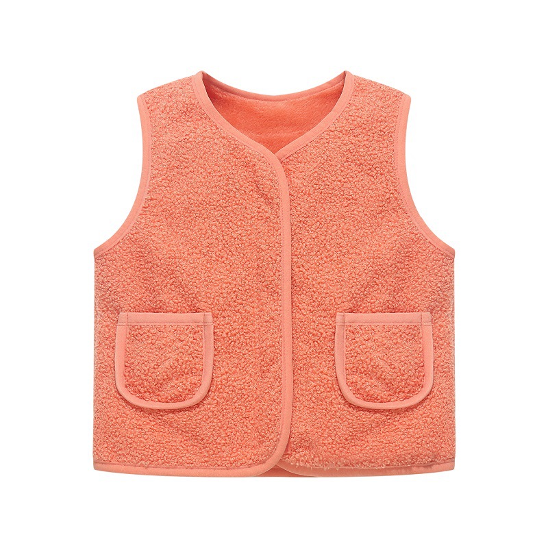 Chalecos de bebé con forro polar para niños, otoño-invierno 2024, chalecos infantiles para usar como ropa exterior, chalecos cálidos de algodón con lana de cordero para niñas.