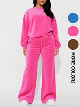 Q 75097 Zipper Hoodie Wide Leg Pants Set �������ȿ���װ