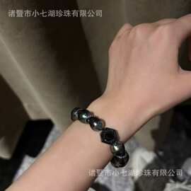 宋威龙同款海水大溪地黑珍珠手链神秘幻彩诸暨珍珠