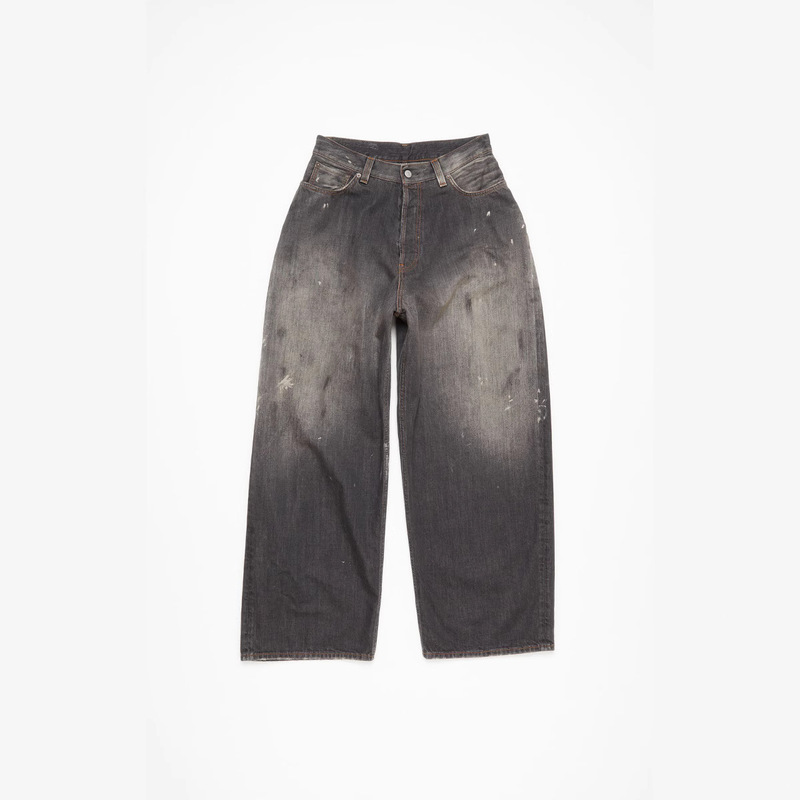 Correct Version of the New Washed American Dirty Style Loose Retro Wide-Leg Straight Jeans for Men and Women