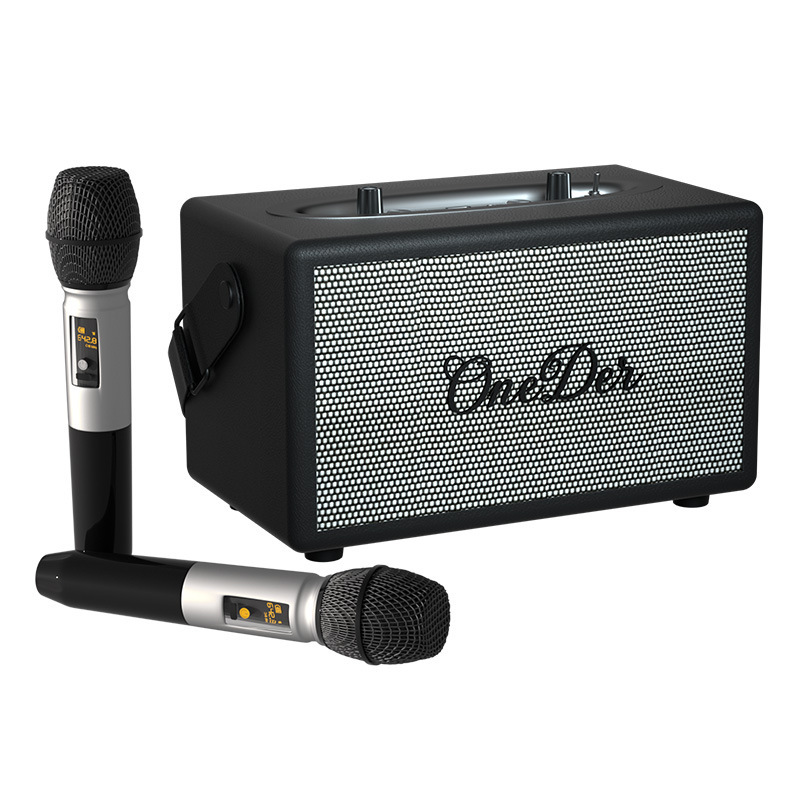 Oneder/Huanda D7 レトロ Bluetooth スピーカー ホーム カラオケ マイク オールインワン サブウーファー 便利なスピーカー|undefined