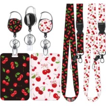 樱桃蝴蝶结证件卡套伸缩扣门禁卡卡片饭卡挂绳员工卡胸卡伸缩扣