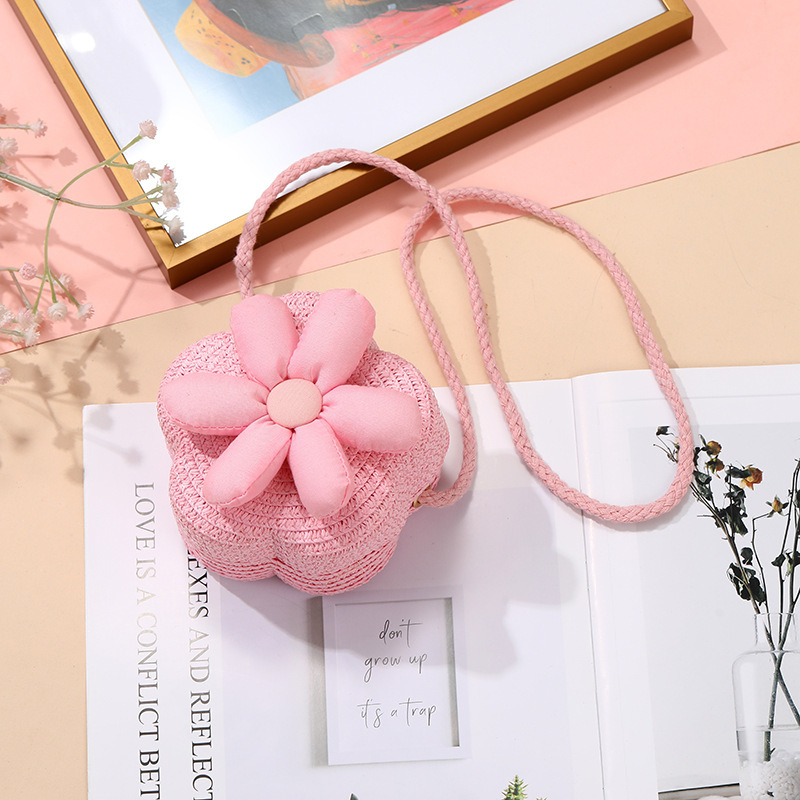 子供用バッグ女性かわいい編みバッグ海辺休暇2025夏の新しい太陽花草編みバッグ|undefined