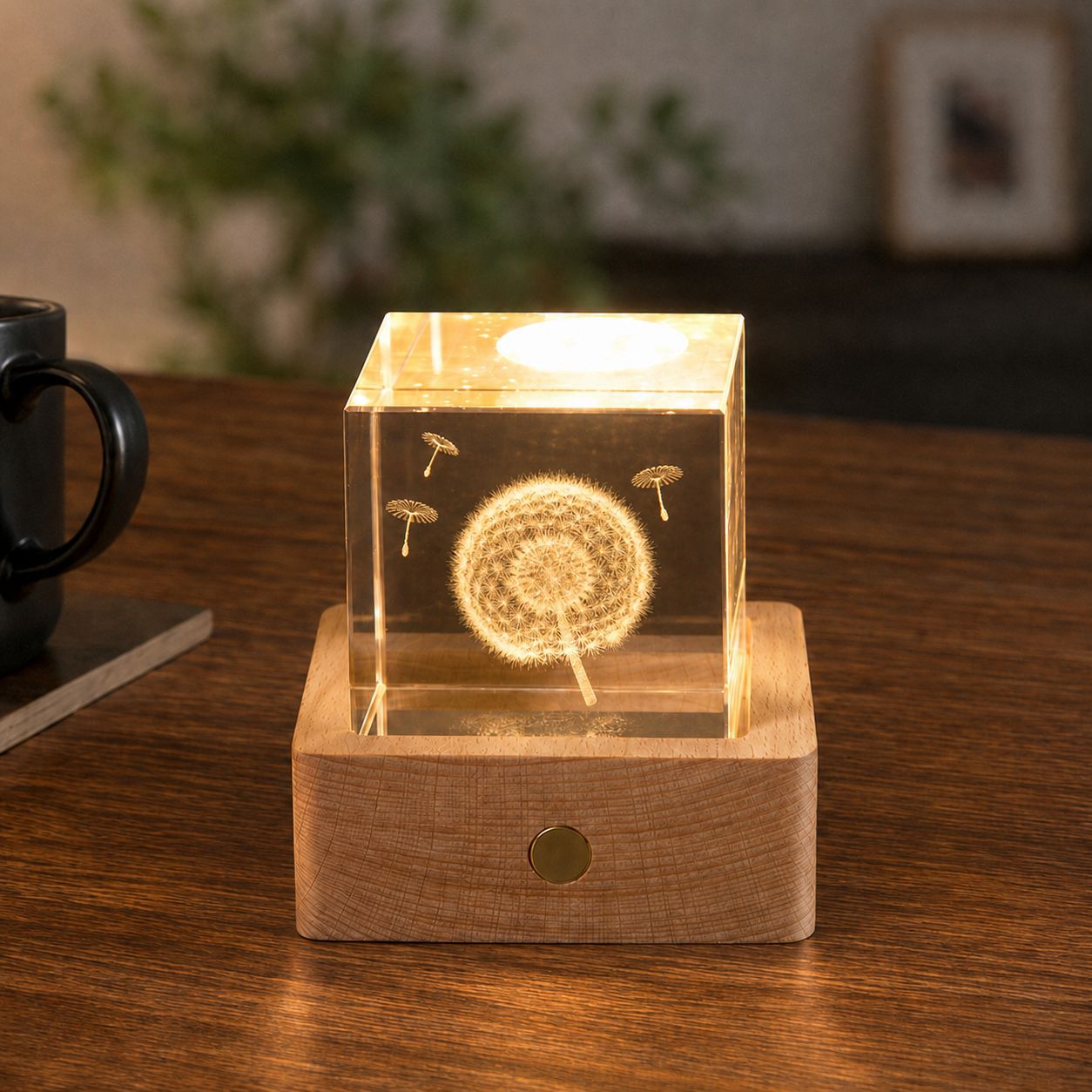 Lámpara de Noche de Cristal con Forma de Nube, Cubo Pequeño de Cristal, Adorno Creativo para Escritorio, Lámpara de Noche, Árbol de Cristal, Regalo para Niña, Transfronterizo