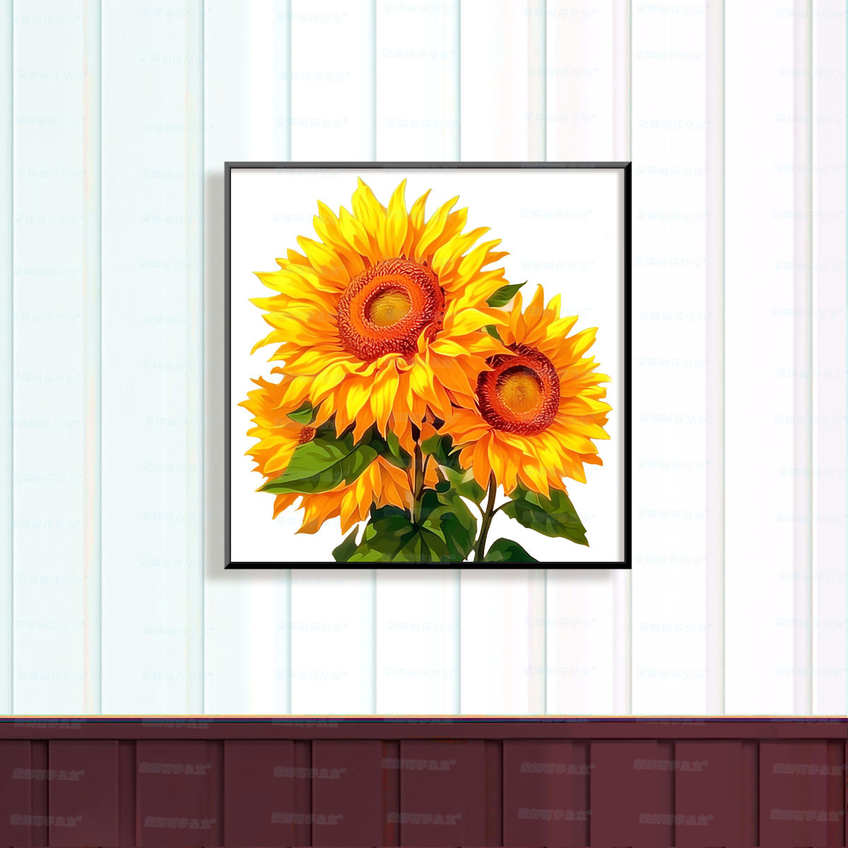 Mona Lisa real bordado cruzado brillante girasoles 2024 nuevo estilo minimalista belleza pequeña puerta de entrada bordado a mano