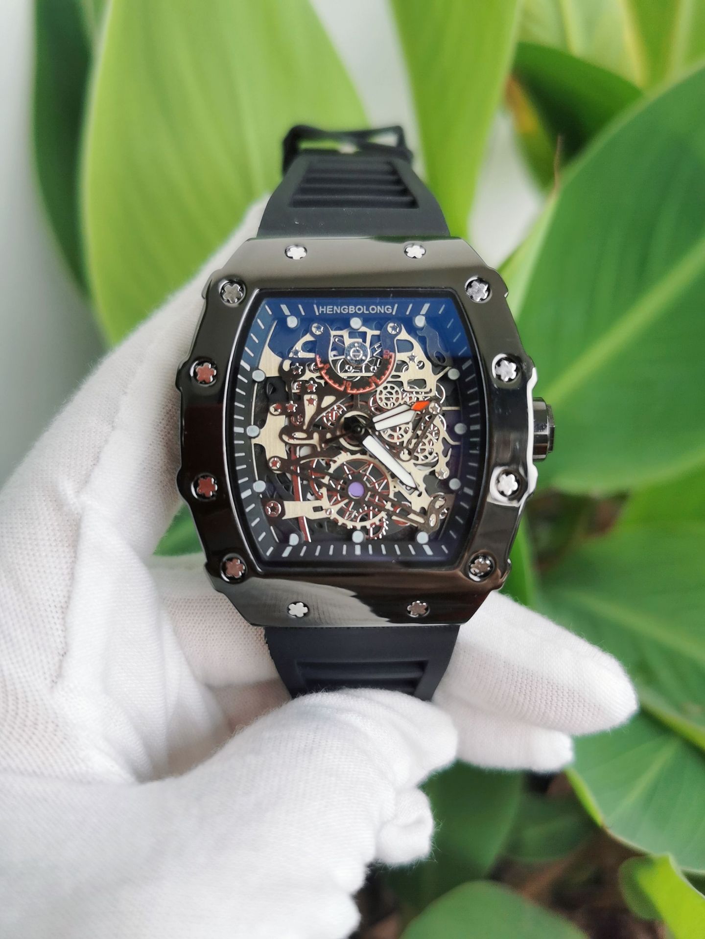 Popular Wine Barrel Shaped Fashionable Mechanical Layered Photosensitive Surface Bright Shell Men's Watch Watch_voghion.com