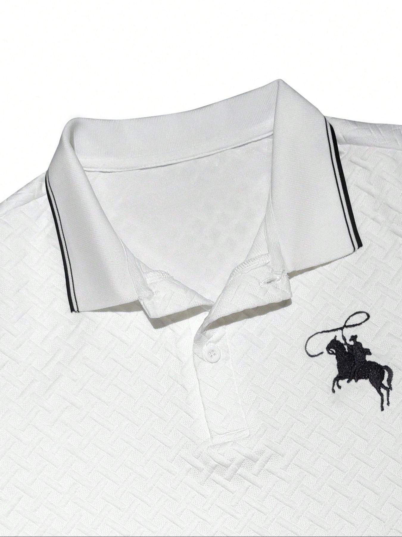 2025 verano comercio exterior europeo y americano transfronterizo hombres casual manga corta bordado patrón polo camisa top Amazon temu