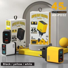 45W数显USB+PD双口智能快充充电器适用苹果华为荣耀手机typec充头