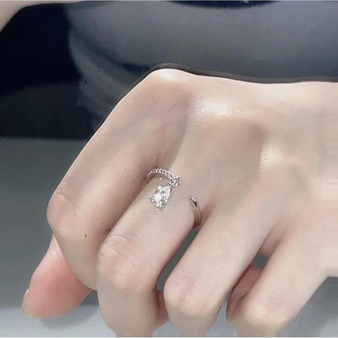 Designer ring waterdruppel verstelbare open ring voor dames_voghion.com