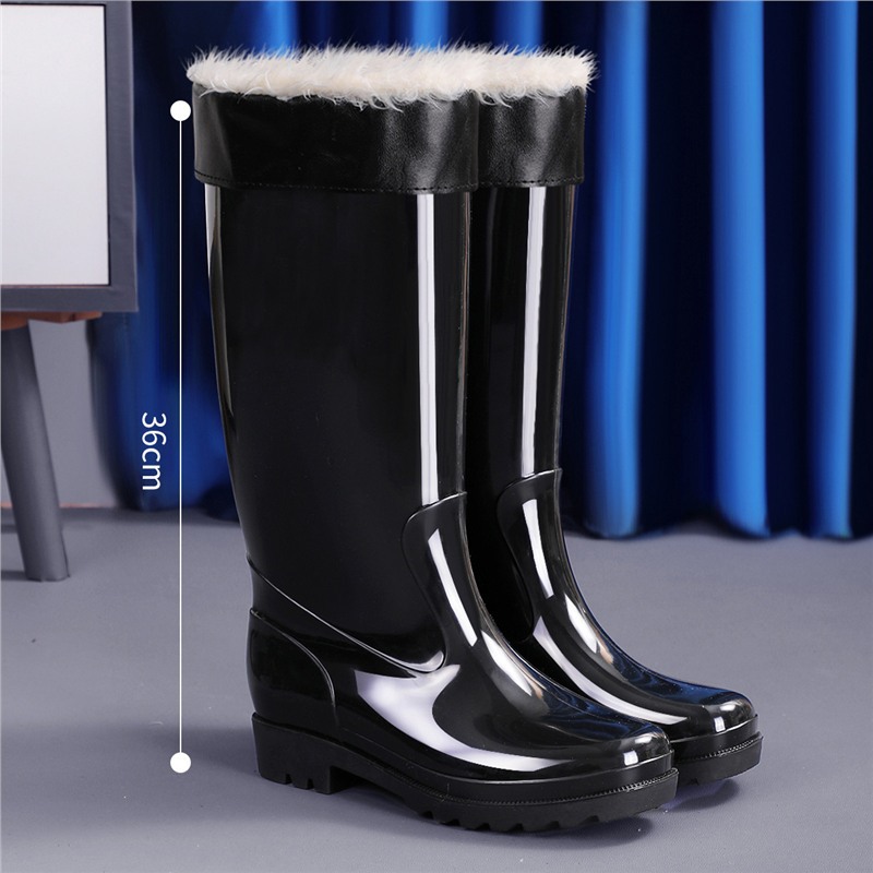 Comercio exterior de alto tubo de protección laboral para hombres zapatos de lluvia gruesos zapatos de lluvia impermeables al aire libre anti-deslizante extra alto calentamiento de lana zapatos de agua