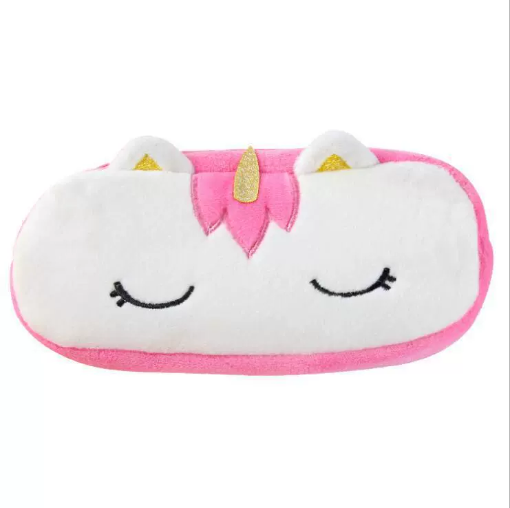 Capacious plush pencil case, stationery, cartoon teaching storage bag for elementary school students, unicorn