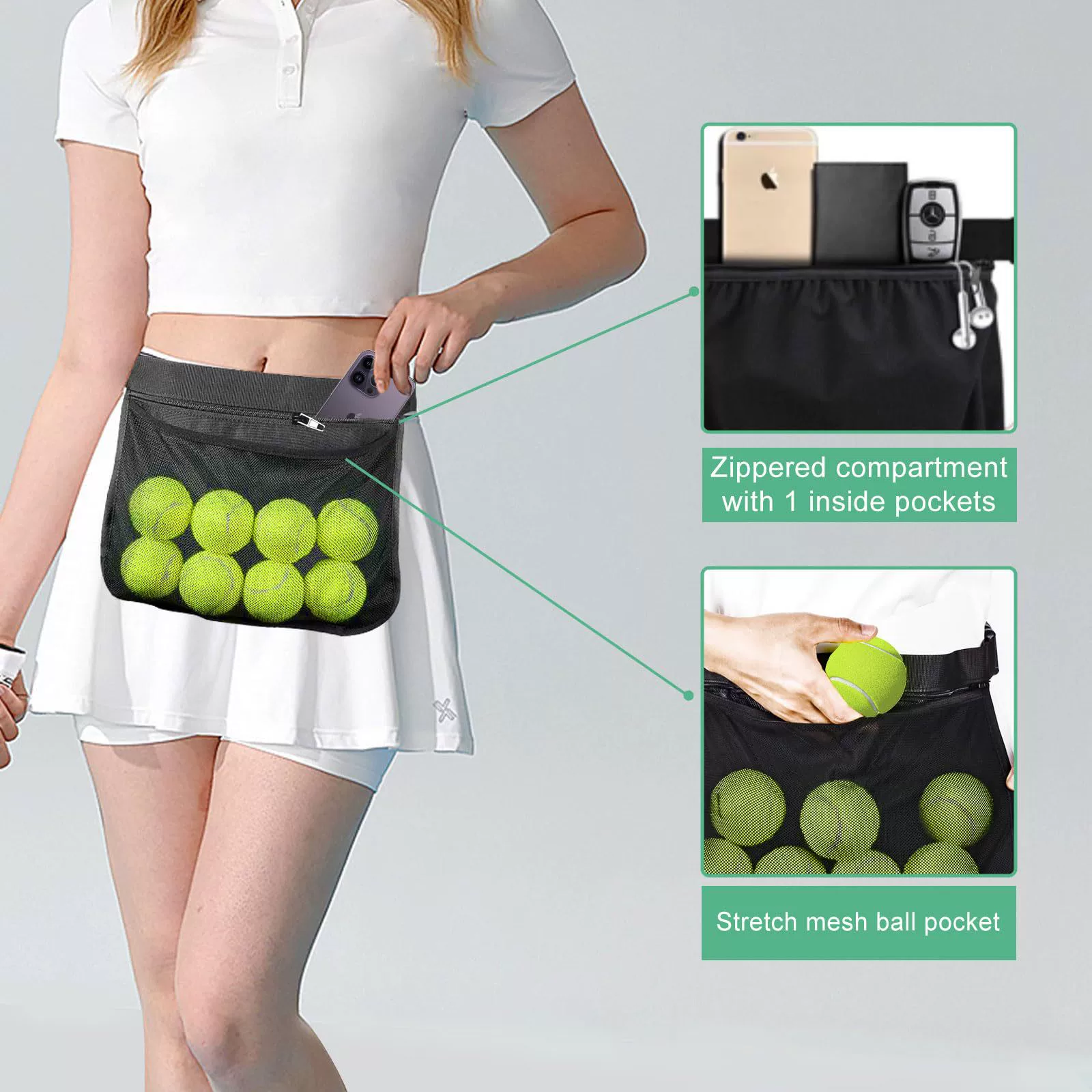 Tennis handheld mesh bag, storage bag for table tennis, Amazon