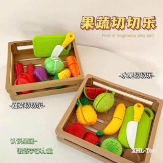 跨境儿童过家家益智切切乐仿真木盒收纳厨房切蔬菜水果早教玩具批