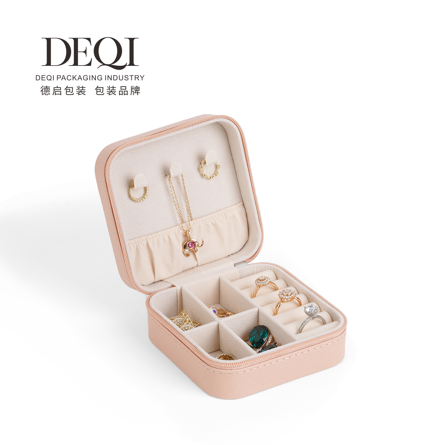 Mini joyero sencillo transfronterizo, caja de almacenamiento con espejo, caja de almacenamiento de joyería portátil, collar, anillo, bolsa suave