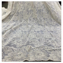 雪纺真丝皱牛奶丝棉线电脑绣花满副刺绣蕾丝水溶花边女装上衣面料