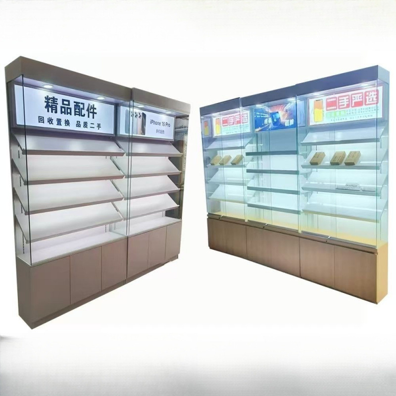 手机配件陈列柜展示柜展示架化妆品玻璃展柜柜台靠墙电子数码货架