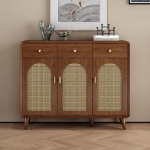 新款日式复古风藤编鞋柜家用门口置物柜简约透气大容量收纳储物柜