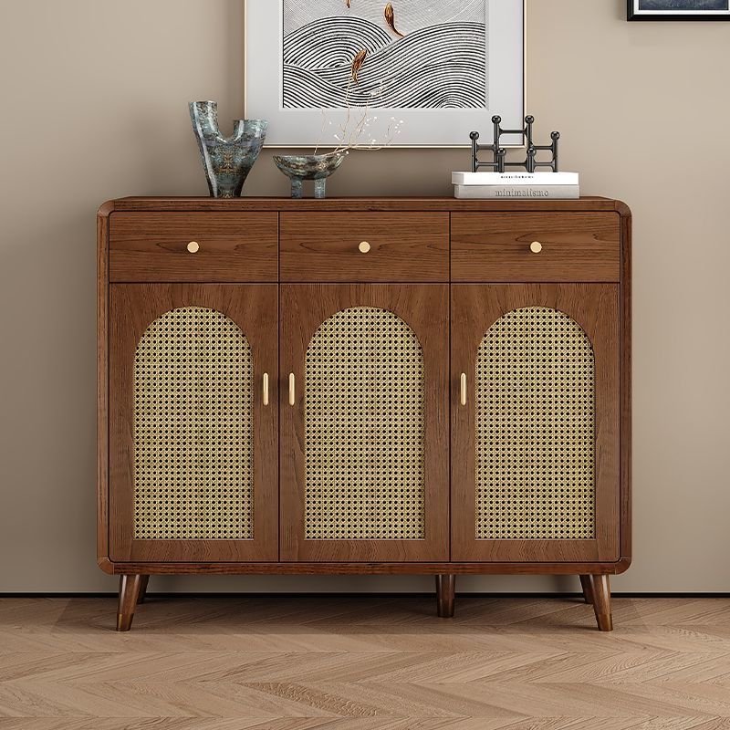 新款日式复古风藤编鞋柜家用门口置物柜简约透气大容量收纳储物柜