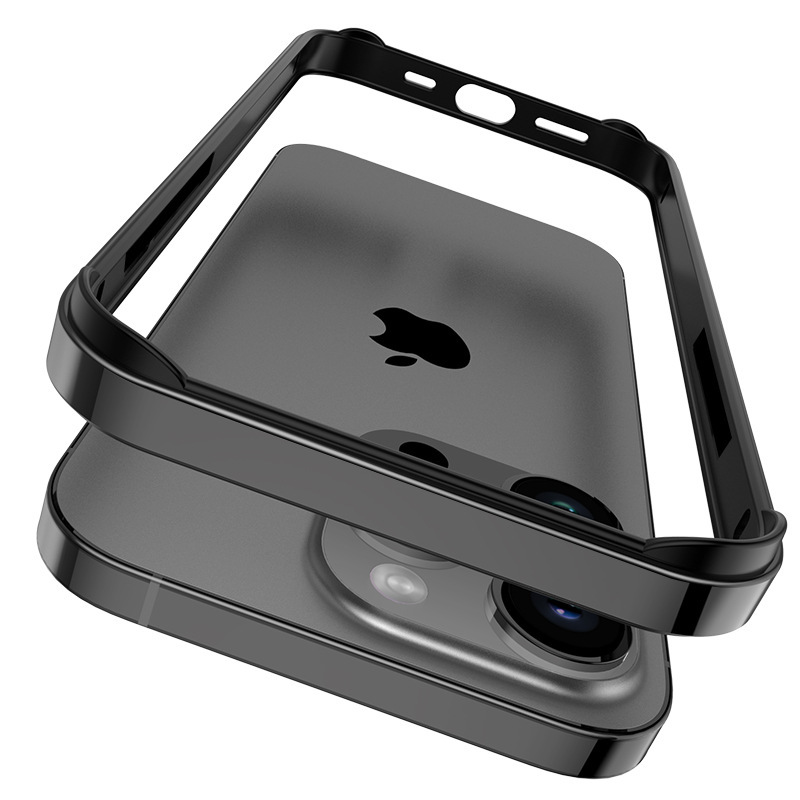 iPhone17promax対応 クロスボーダー対応 立体シリコンメタルフレーム Apple16 四隅耐衝撃スマホケース15|undefined