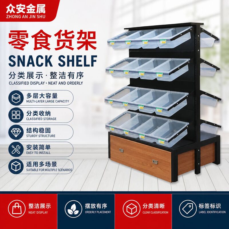 Supermarket Snack Shelves, Small Food Display Racks, Convenience Store Wall-Mounted Island Cabinets, Double-Sided Bulk Storage, Thickened Version Supermarket Snack Shelves, Small Food Display Racks, Convenience Store Wall-Mounted Island Cabinets, Double-Sided Bulk Storage, Thickened Version