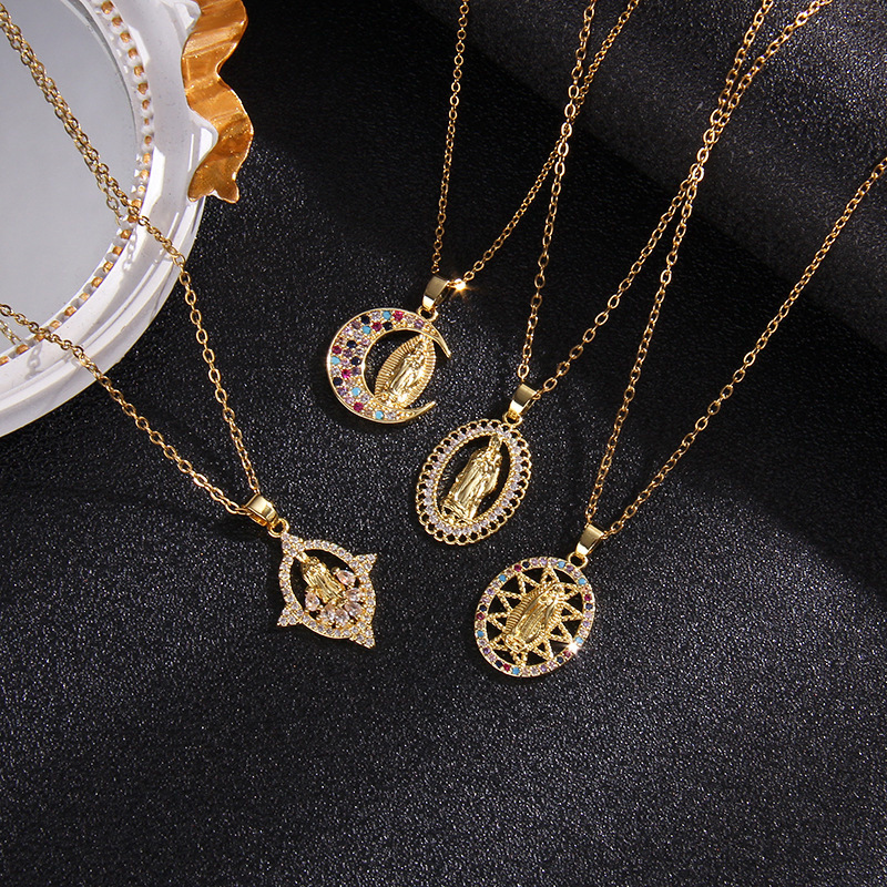 316L Stainless Steel  Simple Style Classic Style Inlay Color Block Zircon Pendant Necklace display picture 4