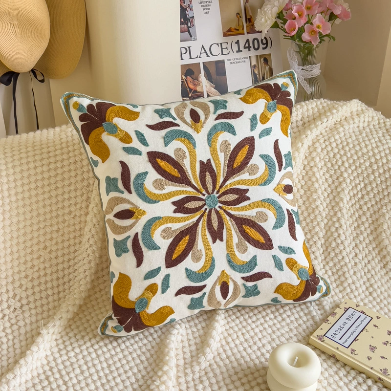 Towel, cloth for bed, tape, sofa, pillow, flowered, with embroidery