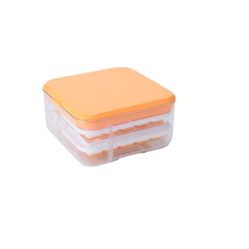 Bandeja de hielo de gran capacidad presionando molde de cubitos de hielo caja de hielo casera de hockey sobre hielo caja de almacenamiento de hielo refrigerador de congelación rápida doble capa