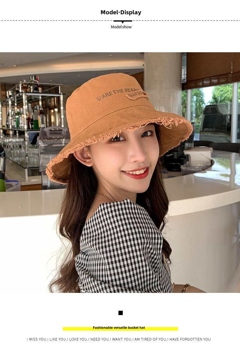 Fisherman Hat Women's Casual Raw Edge Sun Protection Sun Hat_voghion.com