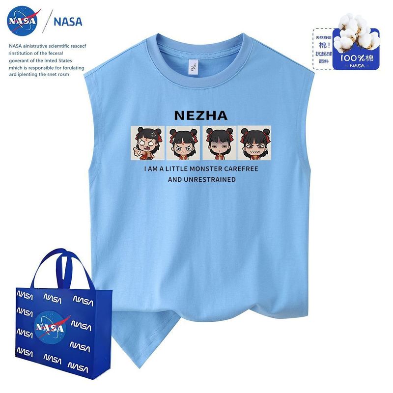 NASA 共同ブランド Ao Bing 子供用ベスト ノースリーブ Tシャツ 2025 夏新作 ハンサム ファッション アウター チョッキ トップ|undefined