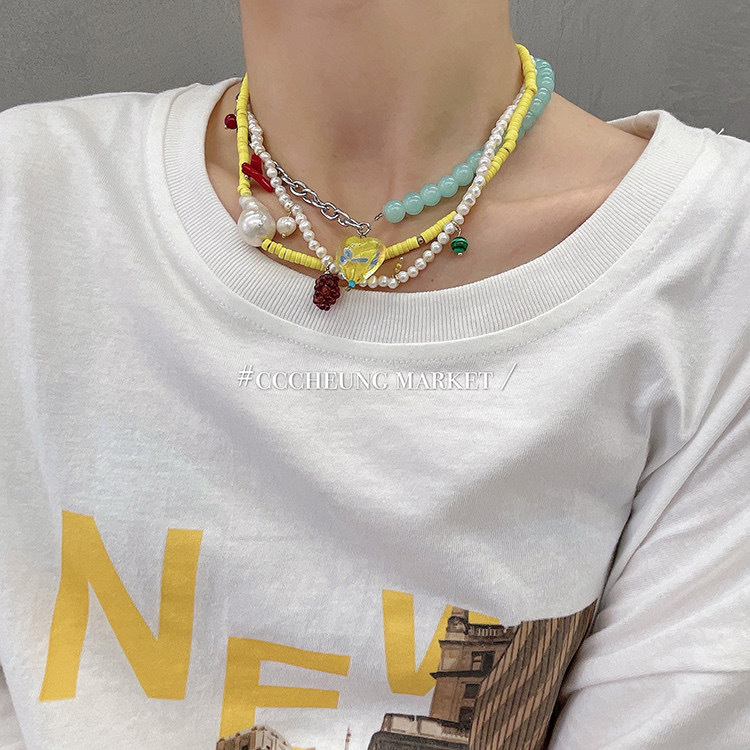15g Weight Alloy Pendant Material Pendant Necklace Classification Alloy, Plastic Chain Material Beaded Chain, ball chain Chain Type Holiday, Daily Occasion Alloy, Plastic Material Heart Shape Pattern All Seasons Season Women's Gender Plating Design Elegant, Retro Style Elegant Retro Heart Shape Alloy Plastic Beaded Chain Ball Chain Beaded Necklaces Wholesale 7