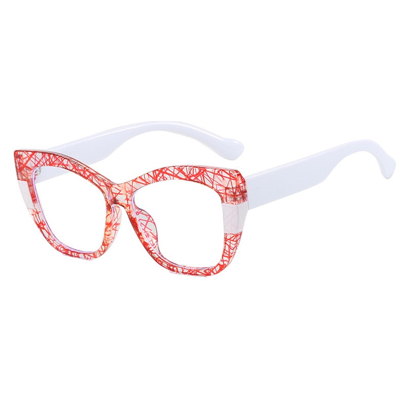 Nuevo TR90 Premium Sense Hit Color Pack Flower Sin maquillaje Gafas anti-luz azul Gafas europeas y americanas con montura grande de ojo de gato con montura de miopía