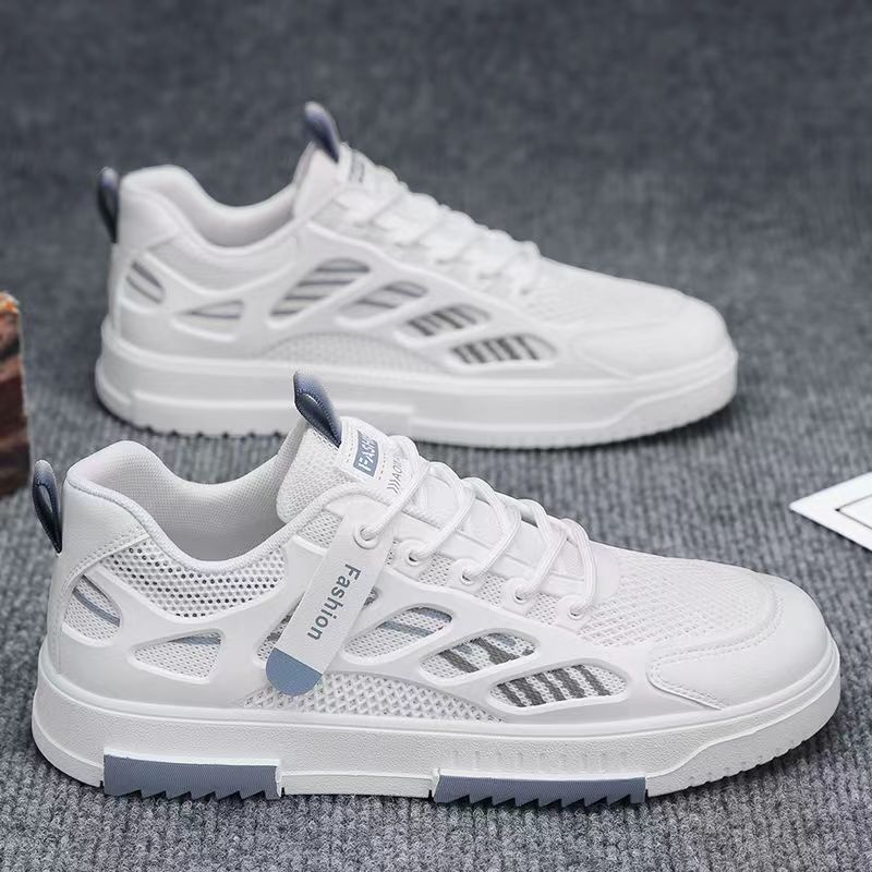 Zapatillas deportivas para hombre, primavera 2026, nuevo estilo, malla transpirable, deportivas casuales, juveniles, modernas, versátiles, blancas.