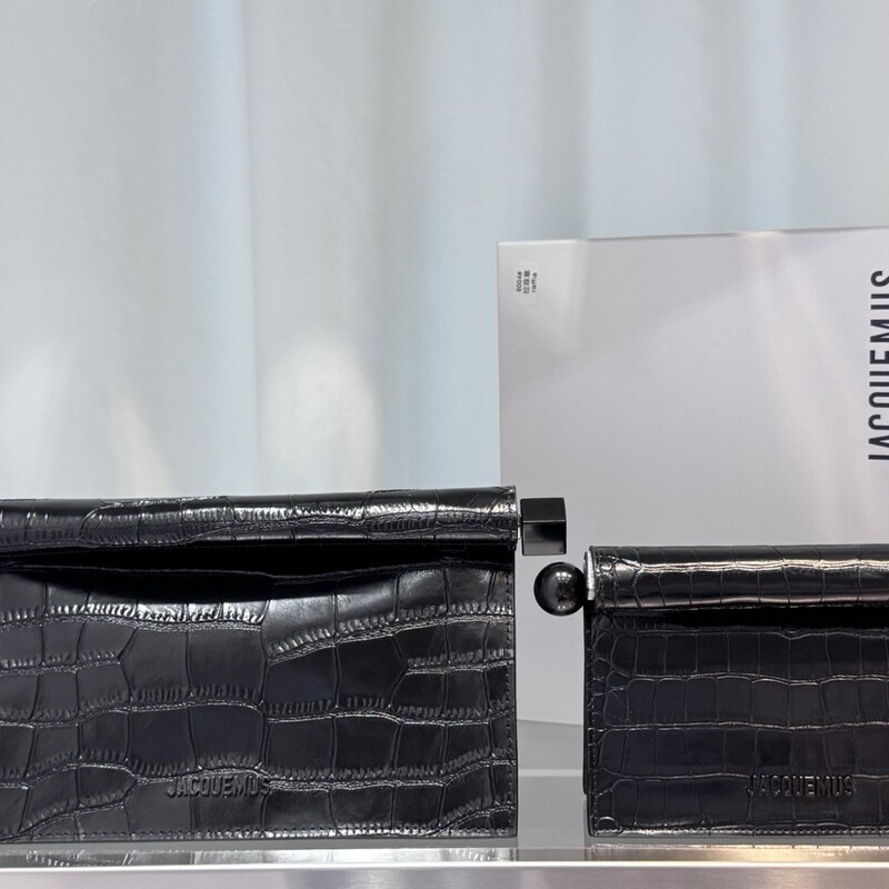 Jacquemus Chain Shoulder Bag Crocodile Print Square Curl Clutch Bag Crossbody Bag Flip Mini Square Bag