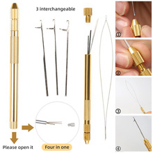 厂家批发钩针假发工具金属四合一钩针发编织发工具串珠器可调节