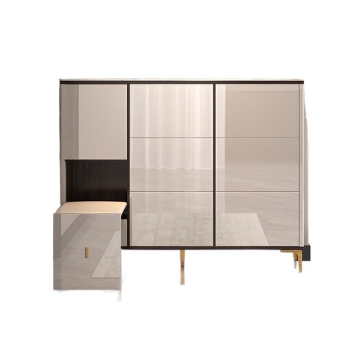 3xLight luxury ultra-thin tipping shoe cabinet door entrance wall narrow side shoe cabinet changing shoe bench integrated door ultra-thin shoes