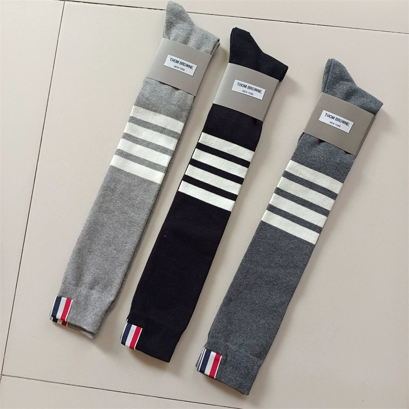 Европейские и американские четырехполосные хлопчатобумажные женские носки и носки на коленях