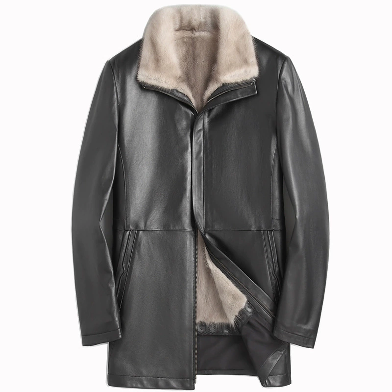 Leather liner, fitted coat, cowhide, genuine leather