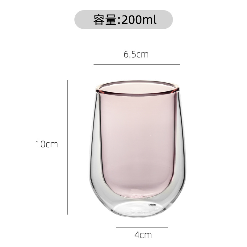 Vaso de vidrio con alto contenido de borosilicato al por mayor, taza de doble capa, taza de agua de vidrio transparente con aislamiento térmico, taza de leche para el hogar, taza de café de vidrio