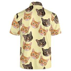 polo衫男短袖180g重磅3D可爱猫咪印花上衣