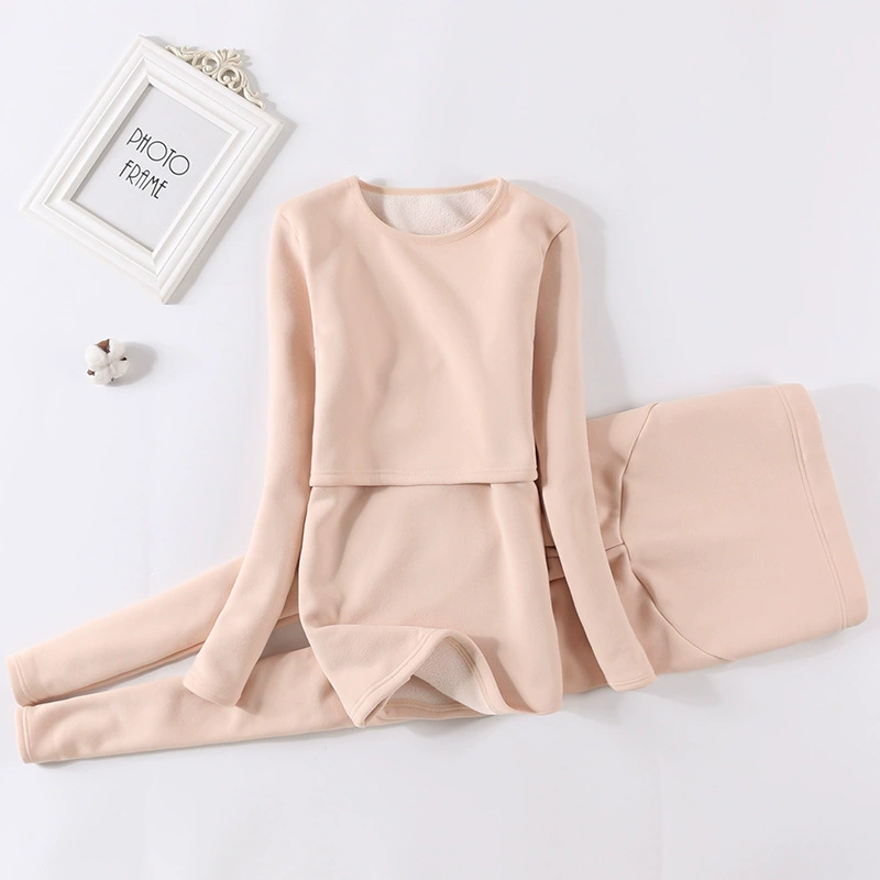 Материнская термобелье плюшевая утолщенная кашемировая осенняя одежда осенние брюки набор пижамы для беременных