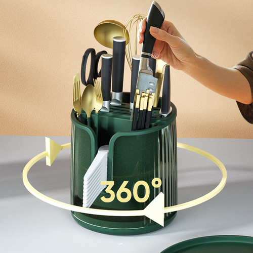 Kitchen rotating knife holder storage rack household multi-functional countertop chopstick cage kitchen knife holder spoon integrated storage box