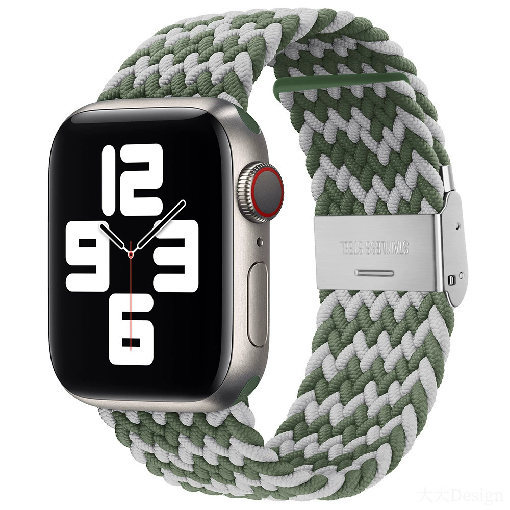 Совместимо с Apple Watch 5-6-7-8-9-10 поколения Snap-on нейлоновый плетёный ремешок iWatch S10 регулируемый браслет