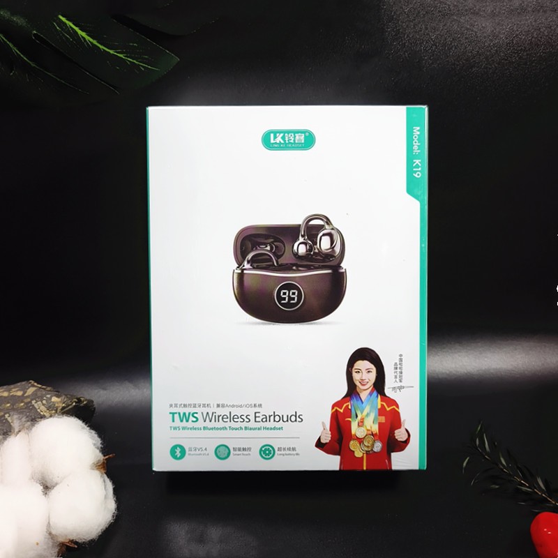 Los auriculares Bluetooth de la pinza auricular de lingke no pueden mostrar el número de auriculares. la cápsula espacial transparente de conducción auricular tiene un bajo pesado en Stock.