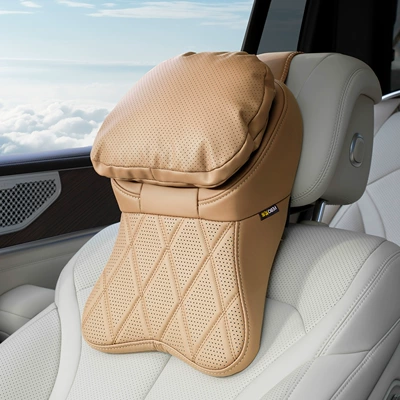 Suitable for Zeekr 9X/001/007/Mix: Headrest - airline-headrest-pillow-double-layer-stain-resistant-leather-amber-brown-single