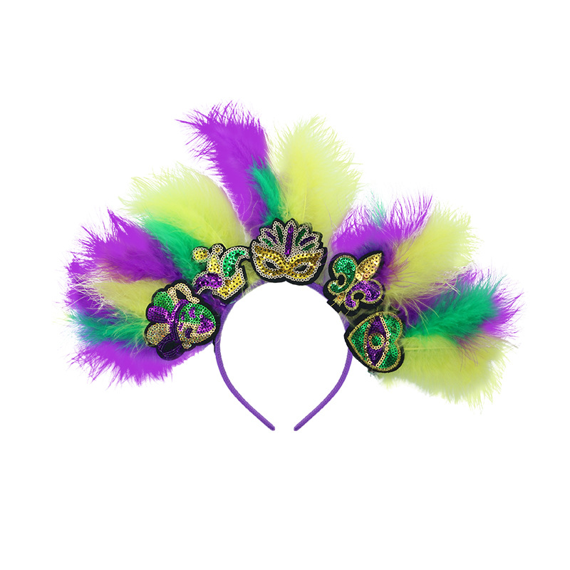 Explosiones transfronterizas de carnaval correa de pelo tricolor plumas buckle bandera falda set fiesta accesorios de maquillaje