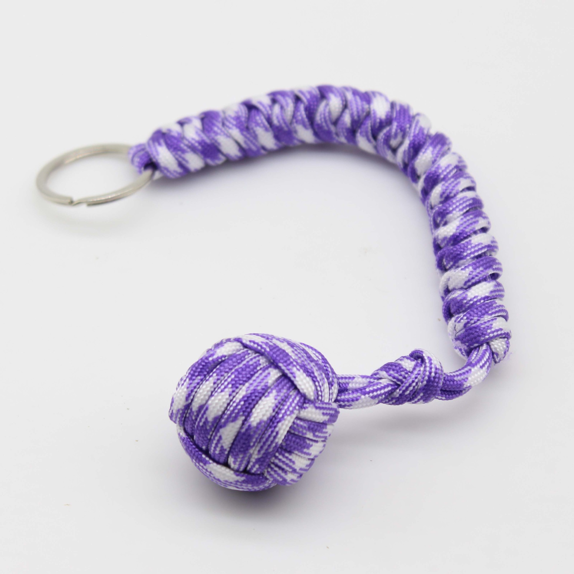 Paraguas cuerda tejida bola de acero serpiente nudo bola mono puño paraguas cuerda supervivencia al aire libre llavero paraguas cuerda colgante bola