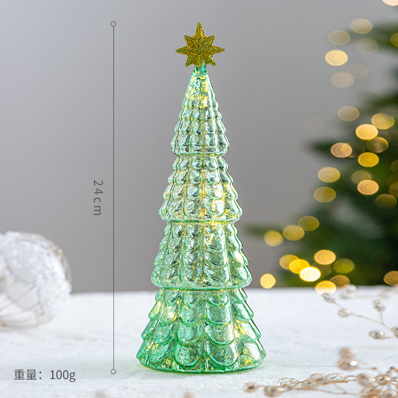 Adornos de árbol de Navidad de cristal, decoración de escenas navideñas, luces nocturnas luminosas para el hogar, decoración de accesorios