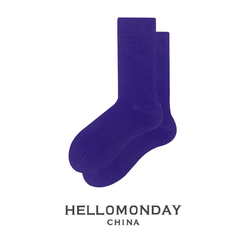 34012 Zhuji calcetines de dopamina de color sólido medias de hombre mediados de la pantorrilla ins moda estilo preppy mujeres retro japonesas