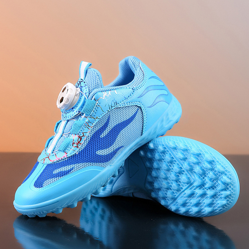 Button Children's Net Convenient Sports Shoes Sneakers Campus Competition Football Shoes Rotating Children Student Face Training New Style