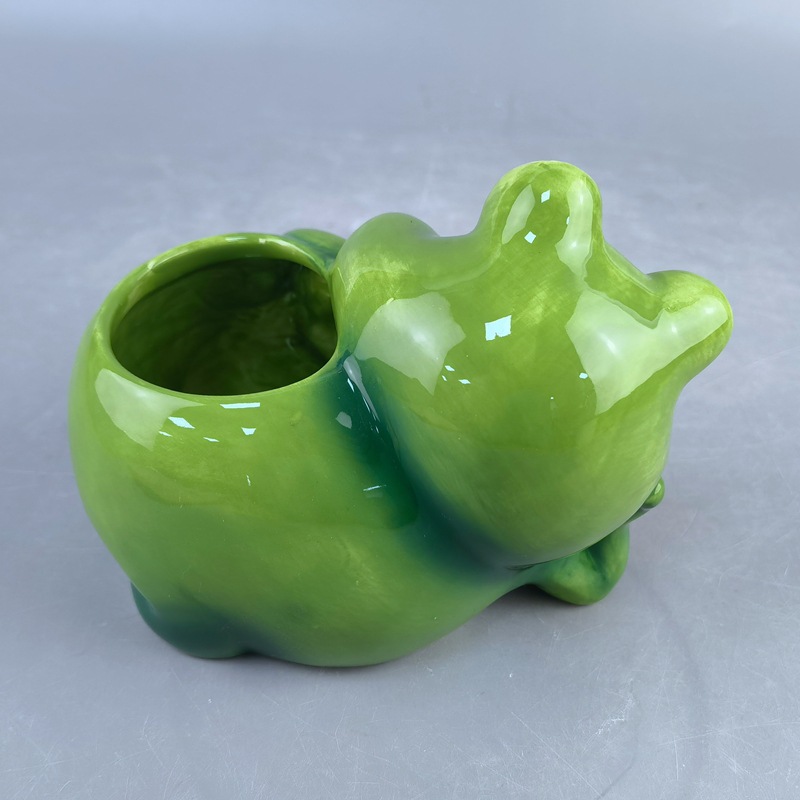 Cerámica pequeña maceta creativa animación conejo pequeño panda rana perro pintado a mano recipiente de maceta de cerámica carne
